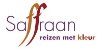 Het logo van Saffraa, reizen met kleur, waar De Vragenfabriek een serie quizvragen voor maakte voor op Facebook.