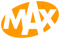 Logo van Omroep Max, die Met Het Mes Op Tafel uitzendt, waar De Vragenfabriek quizvragen voor maakt.